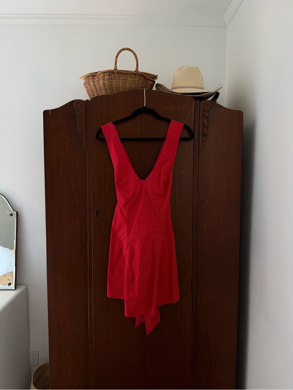 Free People Bright Red V-Neck Mini Dress